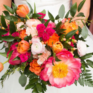 Bridal Bouquet in dipped neon colors